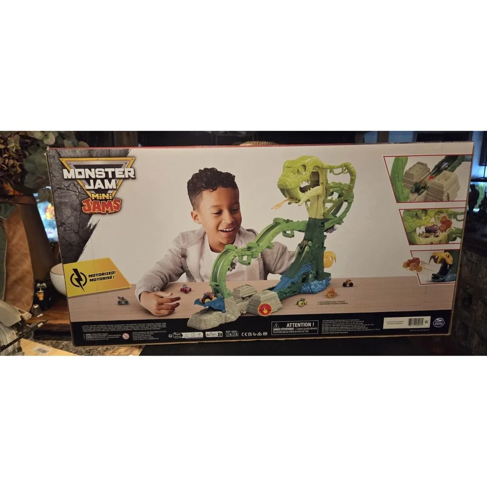 Monster Jam, Mini Jams Motorized Thunder Roarus Race Track With Trucks,...